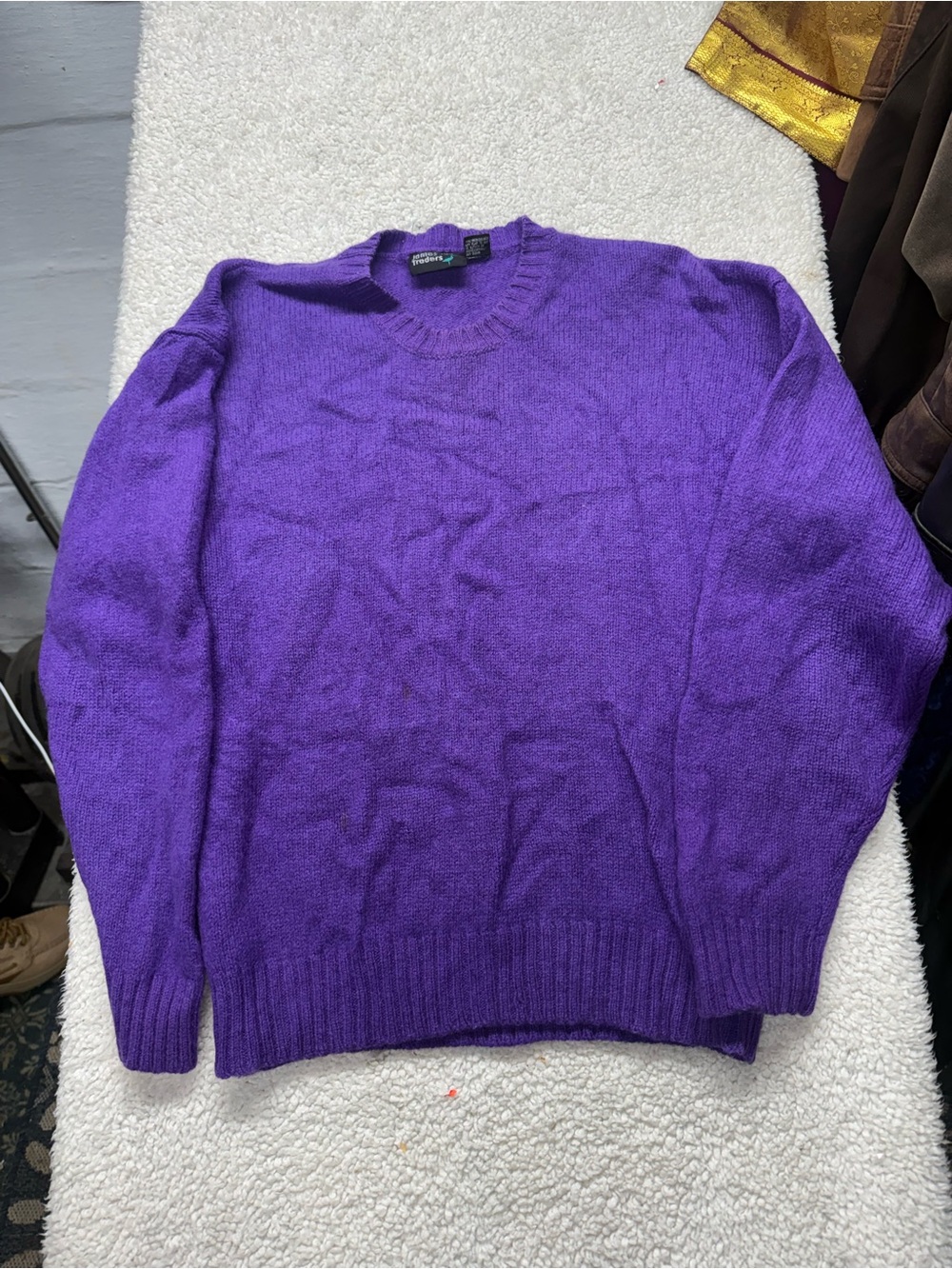 Vintage James River trading 100% Shetland wool Purple Crewneck Sweater size Larg